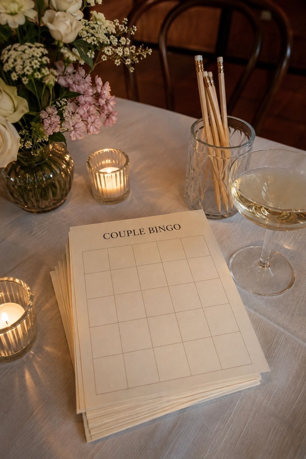 All-about-the-couple bingo card for wedding guests