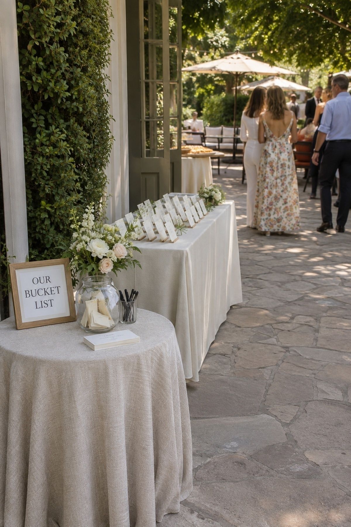 Bucket list card station in a low-pressure spot