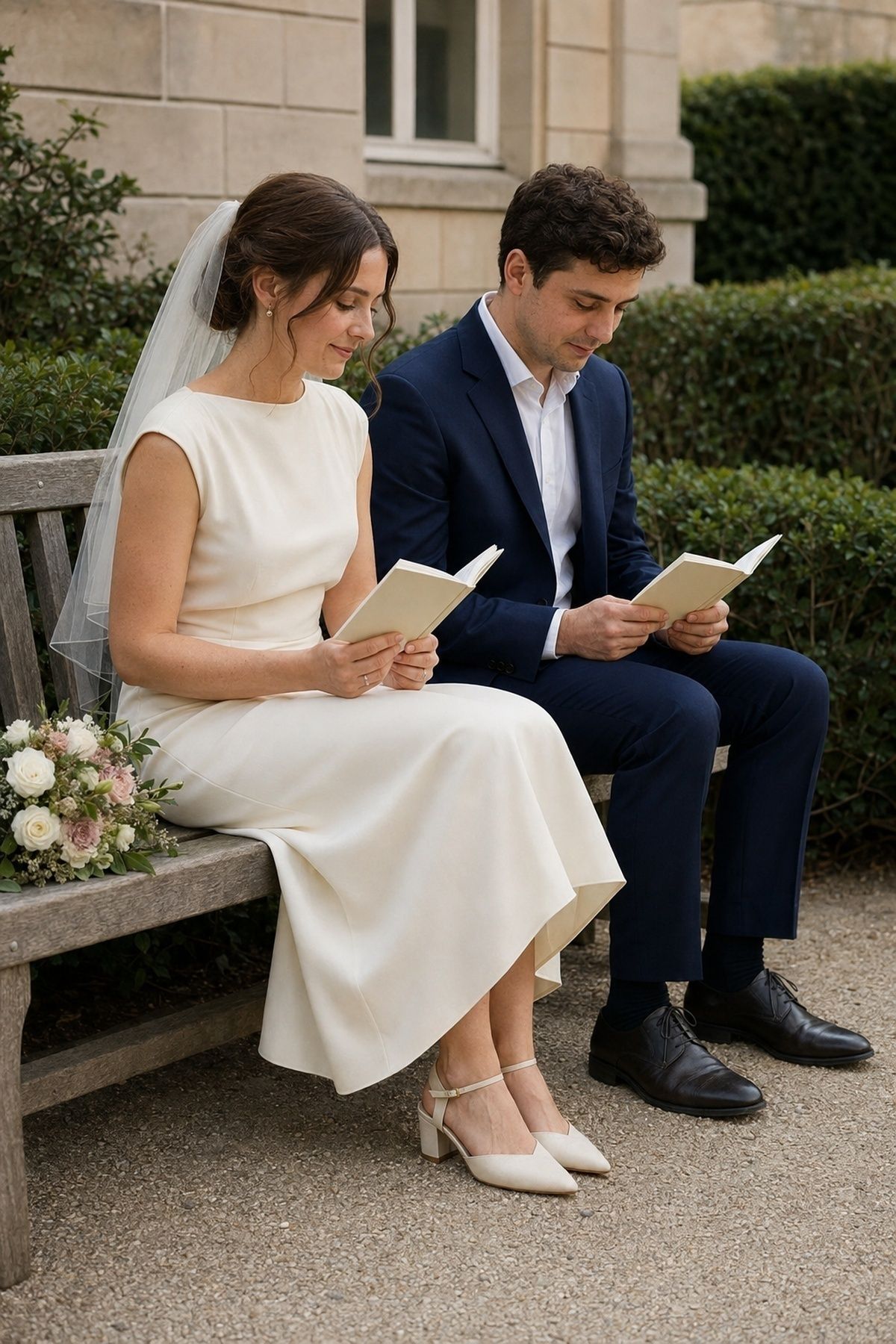 Couple exchanging private vows before their appointment