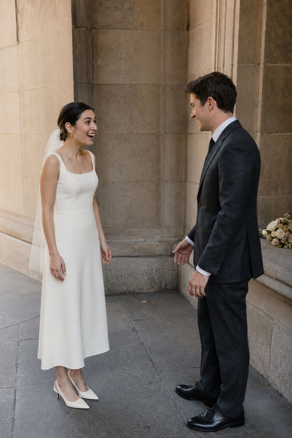 First-look moment before court check-in