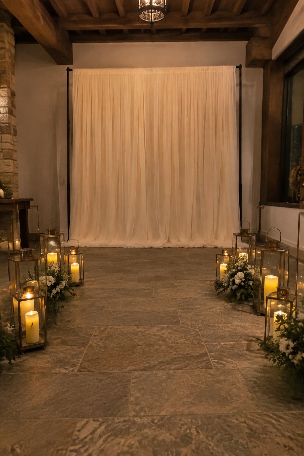 Candlelit drapery backdrop