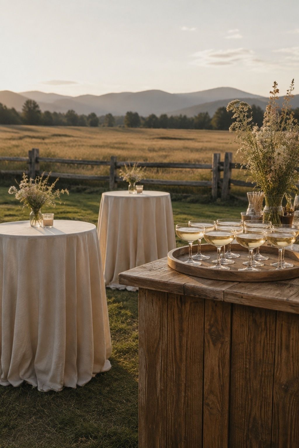 Cocktail hour in an open meadow