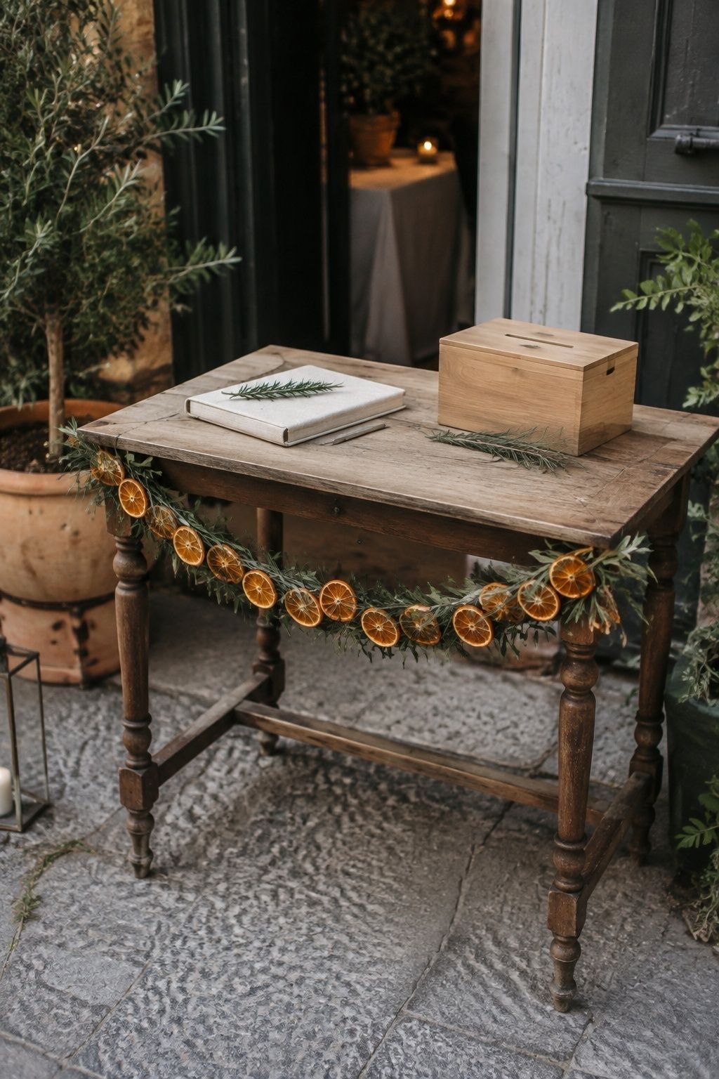 Make A Welcome Table Garland Feel Seasonal And Inviting with dried orange wedding garland