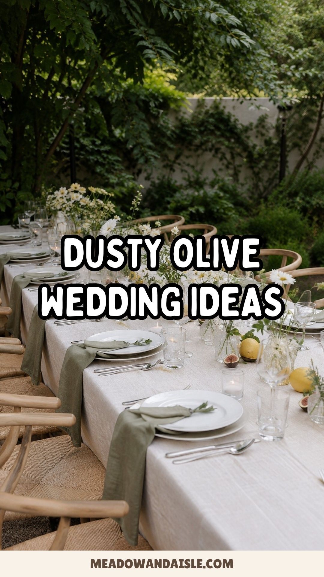 Pinterest pin for soft dusty olive wedding ideas