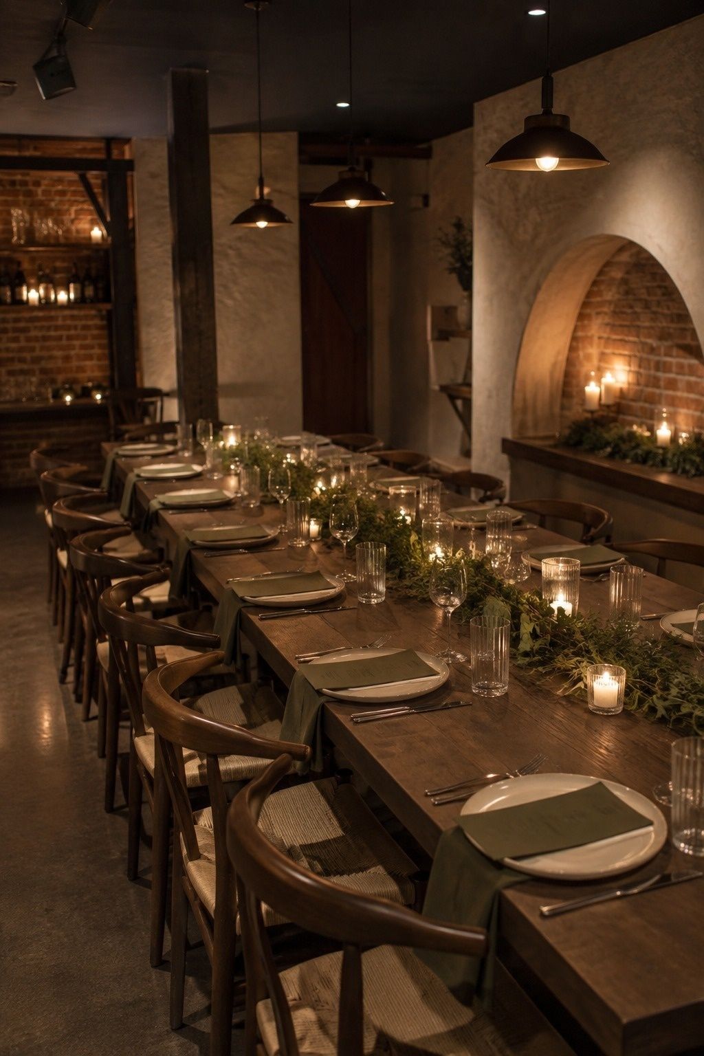 Dusty olive restaurant wedding dinner