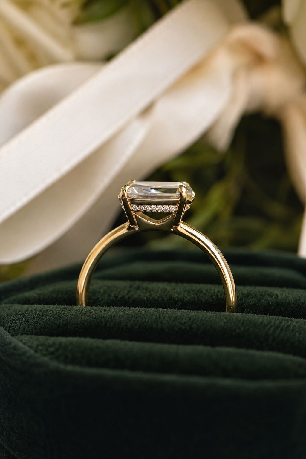 Hexagon ring with a hidden halo