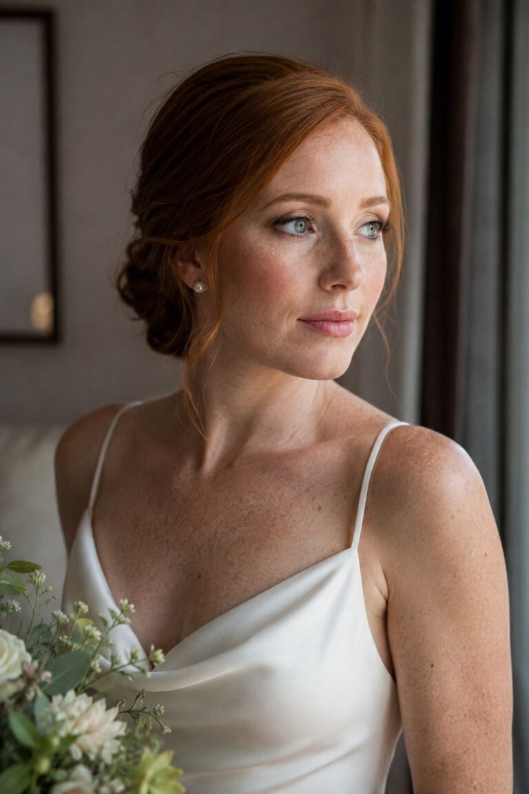 Pearly Highlight With Soft Rose Lips on a bride
