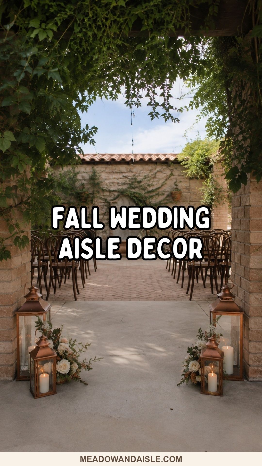 Fall wedding aisle decor ideas with autumn ceremony lanterns