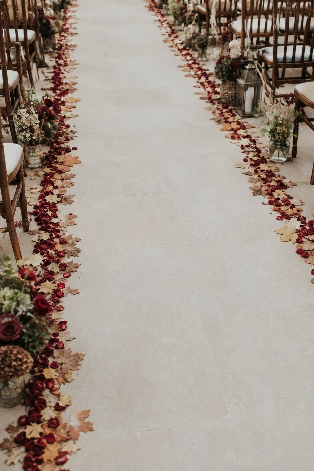 Petal and leaf borders kept off the walking path