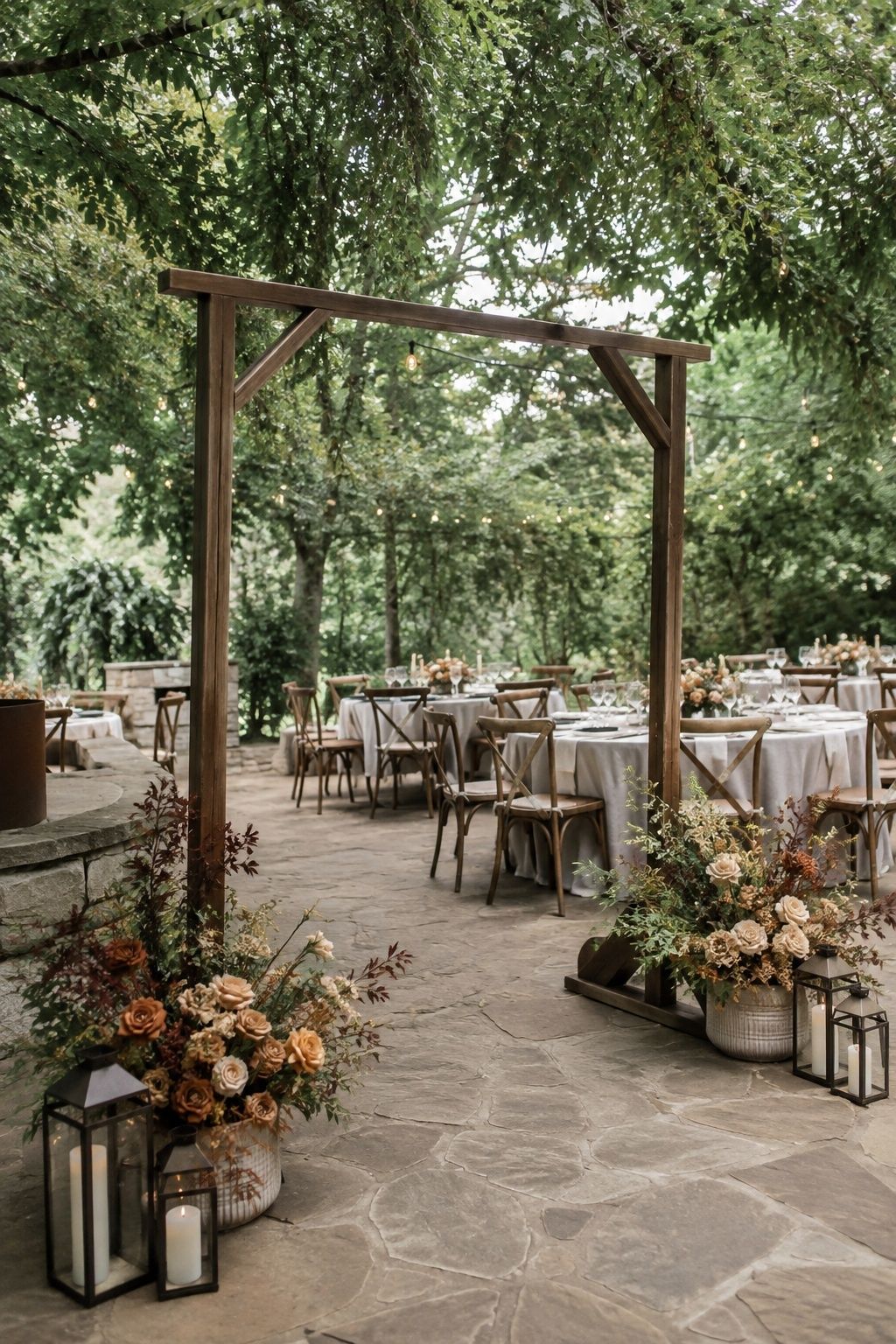 Portable arch decor reused at the reception