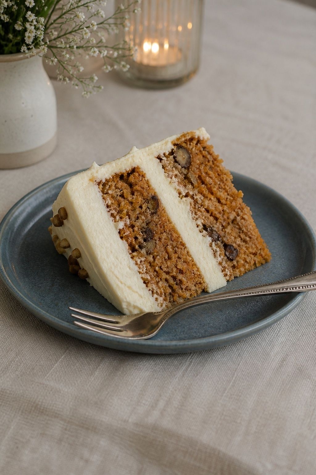 Carrot cake layered with cheesecake mousse