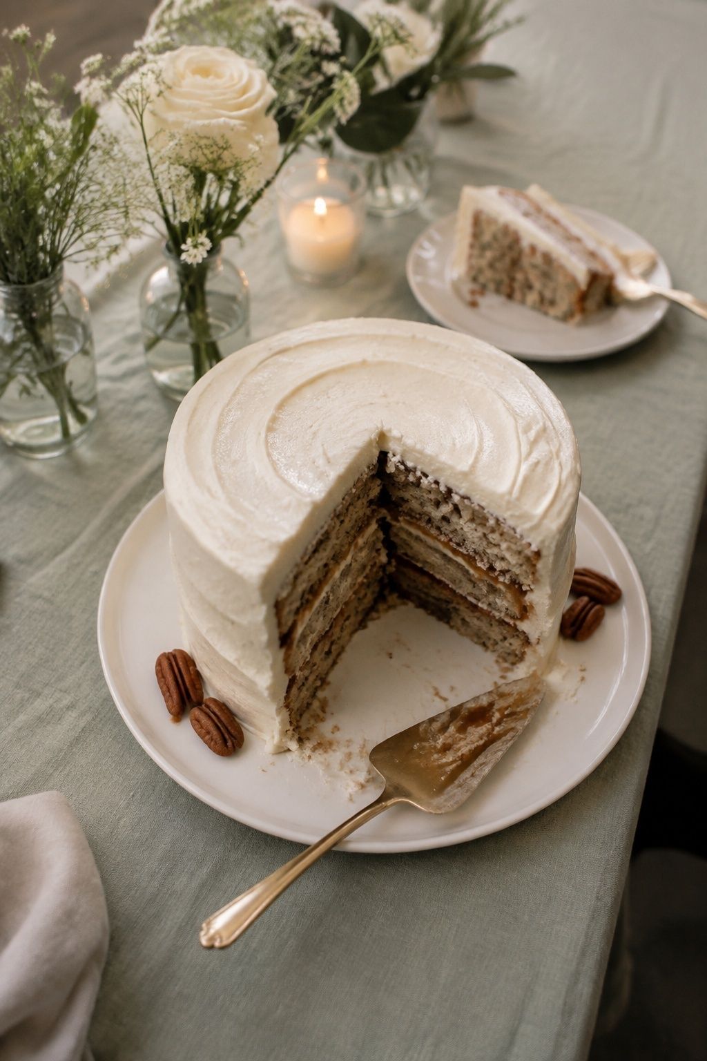 Butter pecan cake with salted caramel