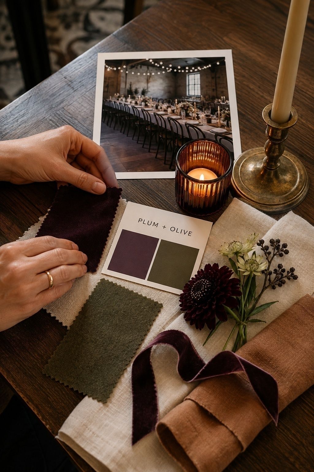Single seasonal mood board for fall wedding decor