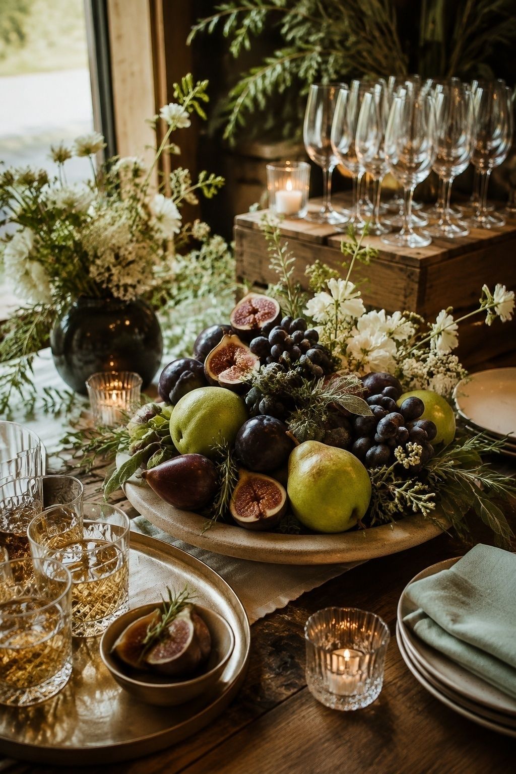 Fruit and herbs styled where guests can enjoy them