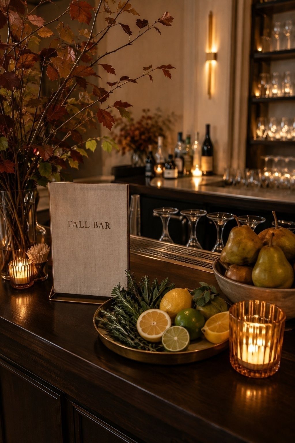 Bar decorated with warm seasonal details