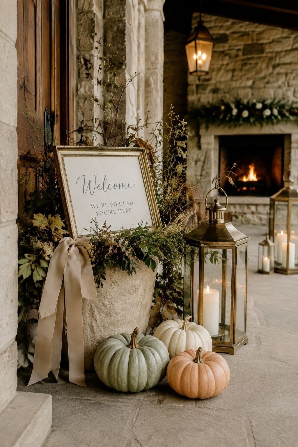 Heirloom pumpkins styled to suit the venue
