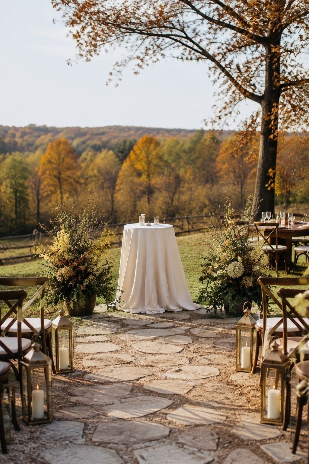 Simple, reusable ceremony decor for autumn vows