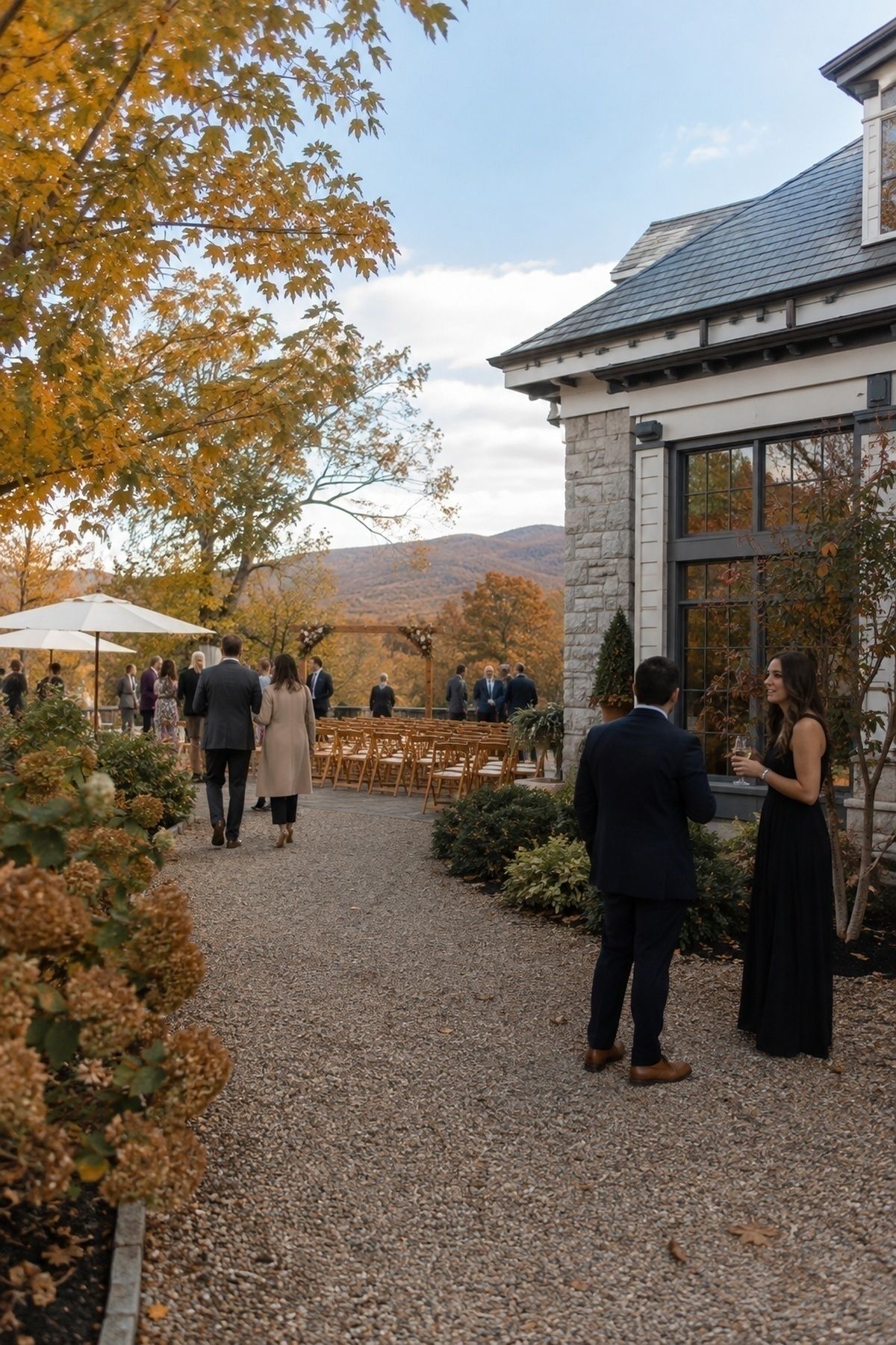 Venue surrounded by natural autumn scenery