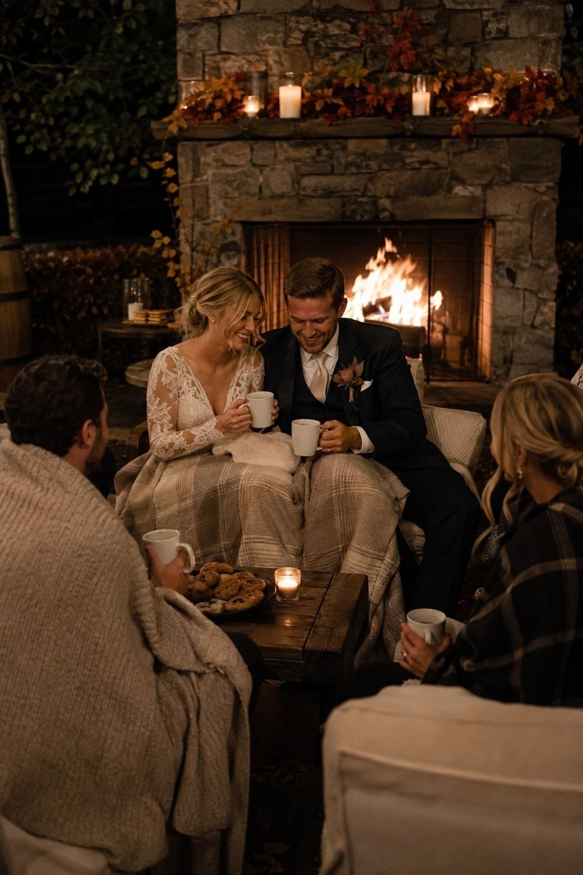 Cozy fireside send-off at the end of the night