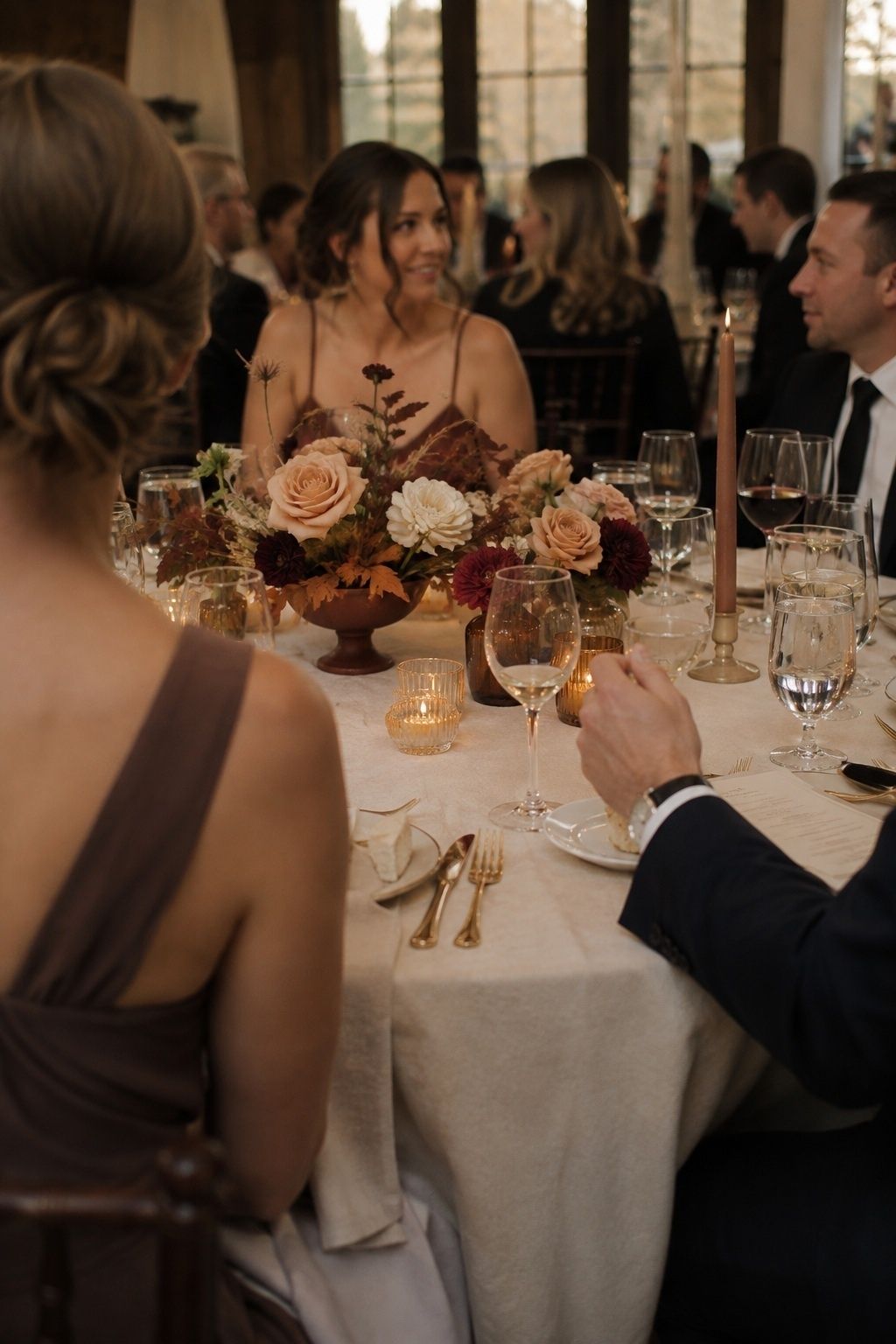 Centerpieces kept below conversation height