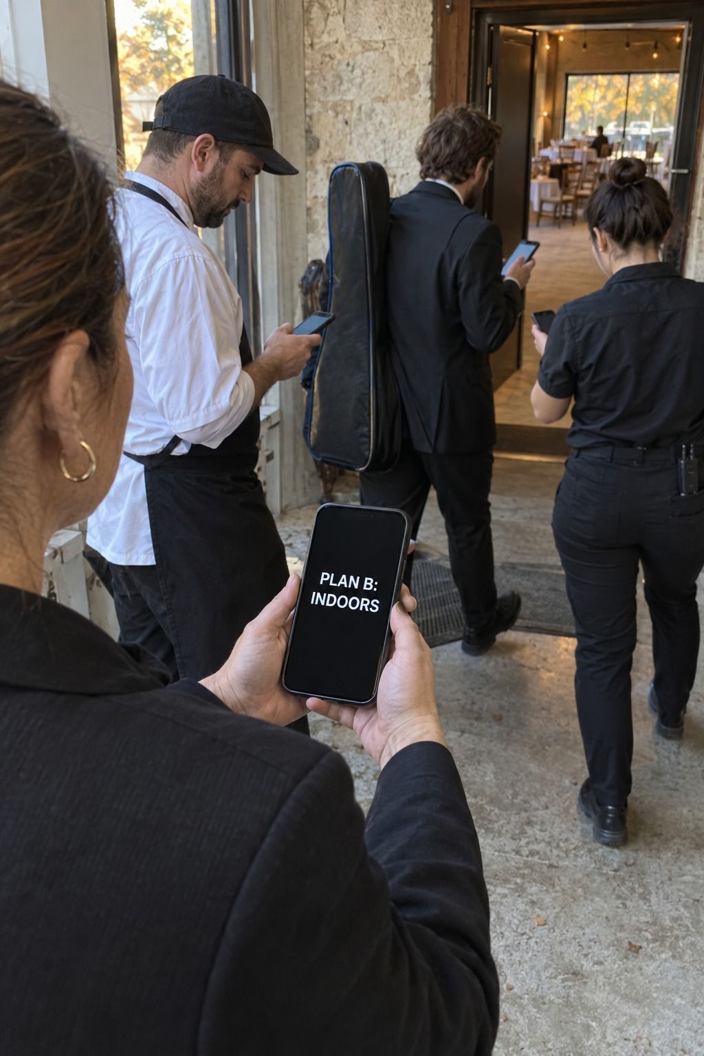 The coordinator sends one clear final indoor plan to every wedding vendor.