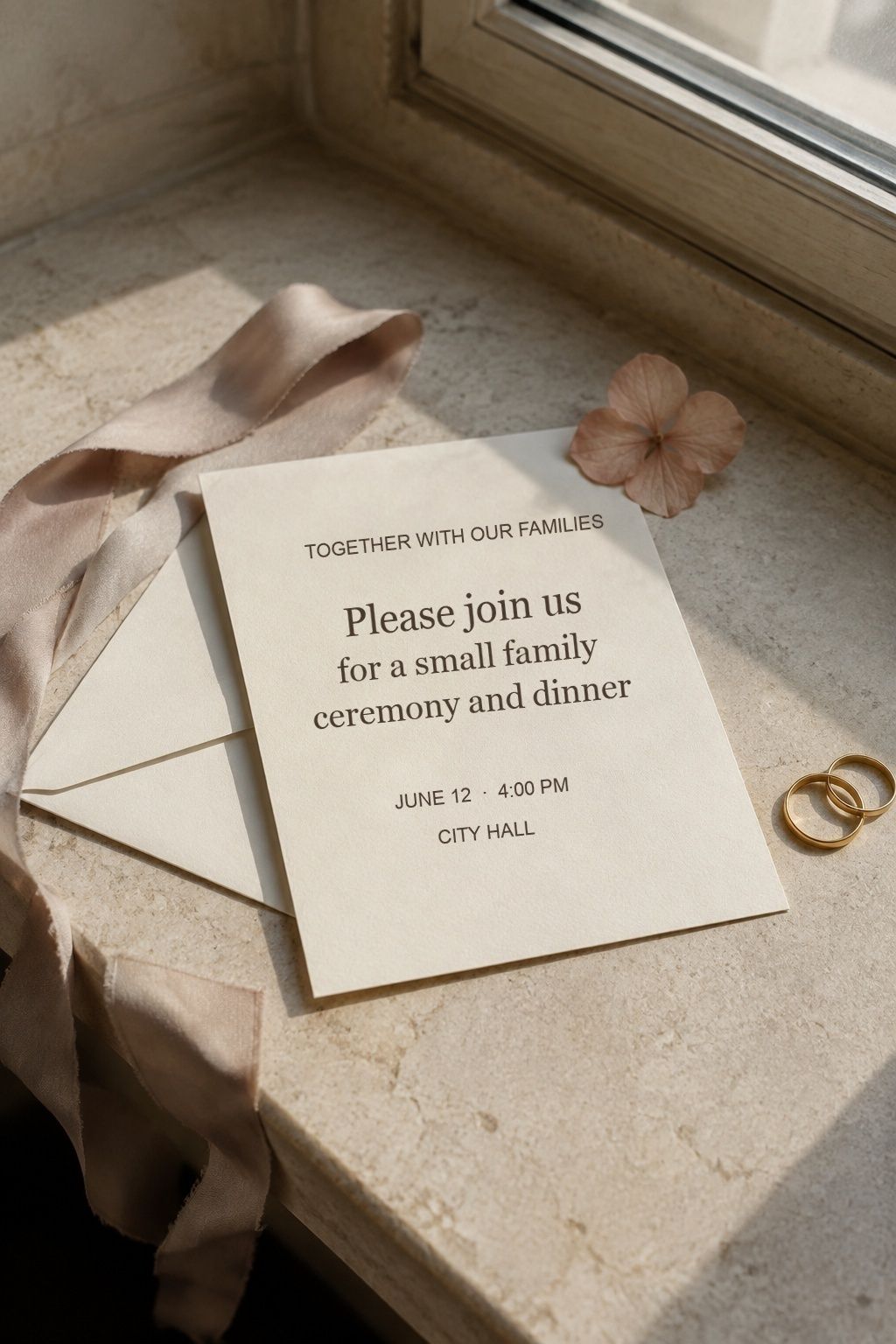 Invitation worded for a family-only wedding