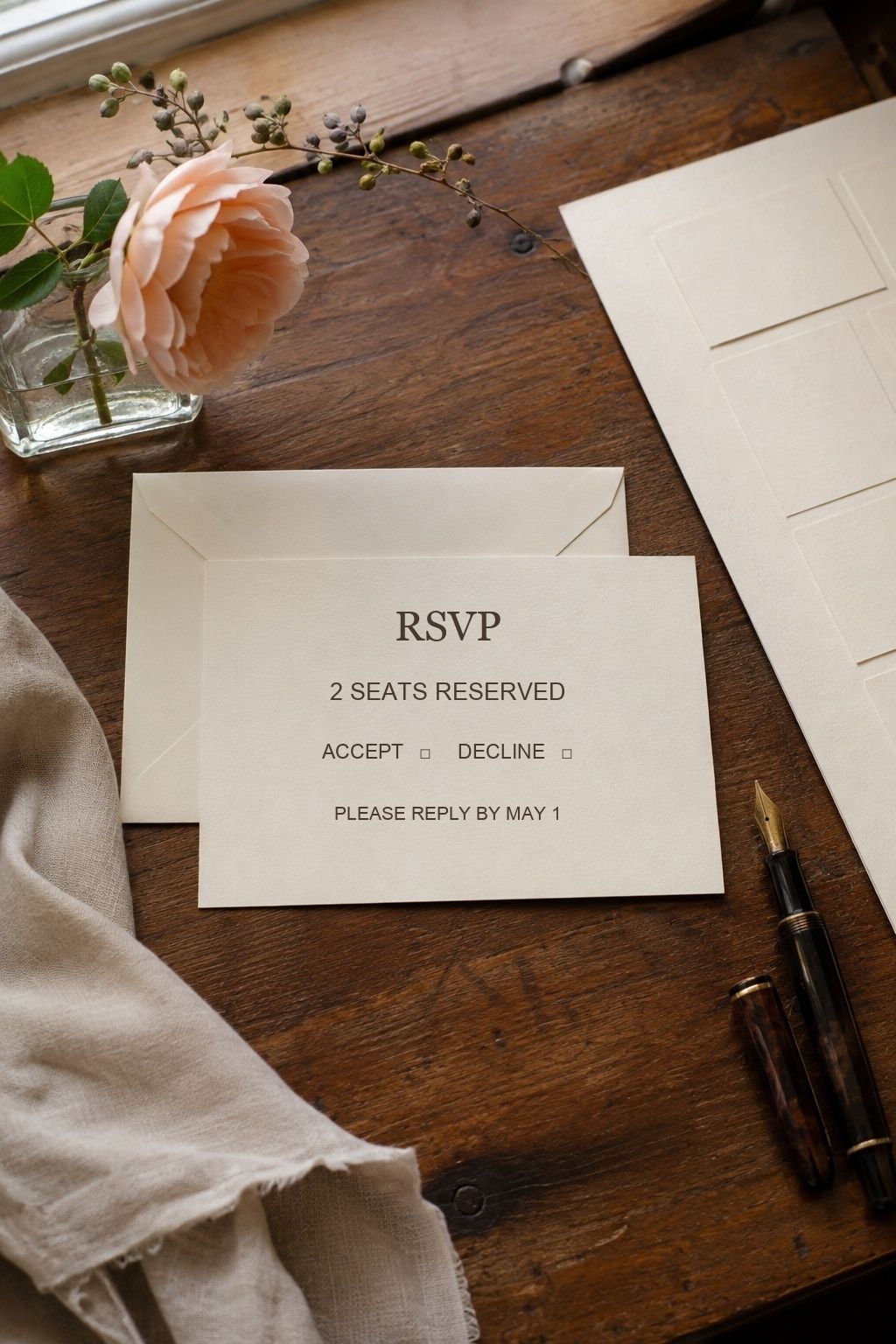 Envelope addressing and RSVP card for invited family