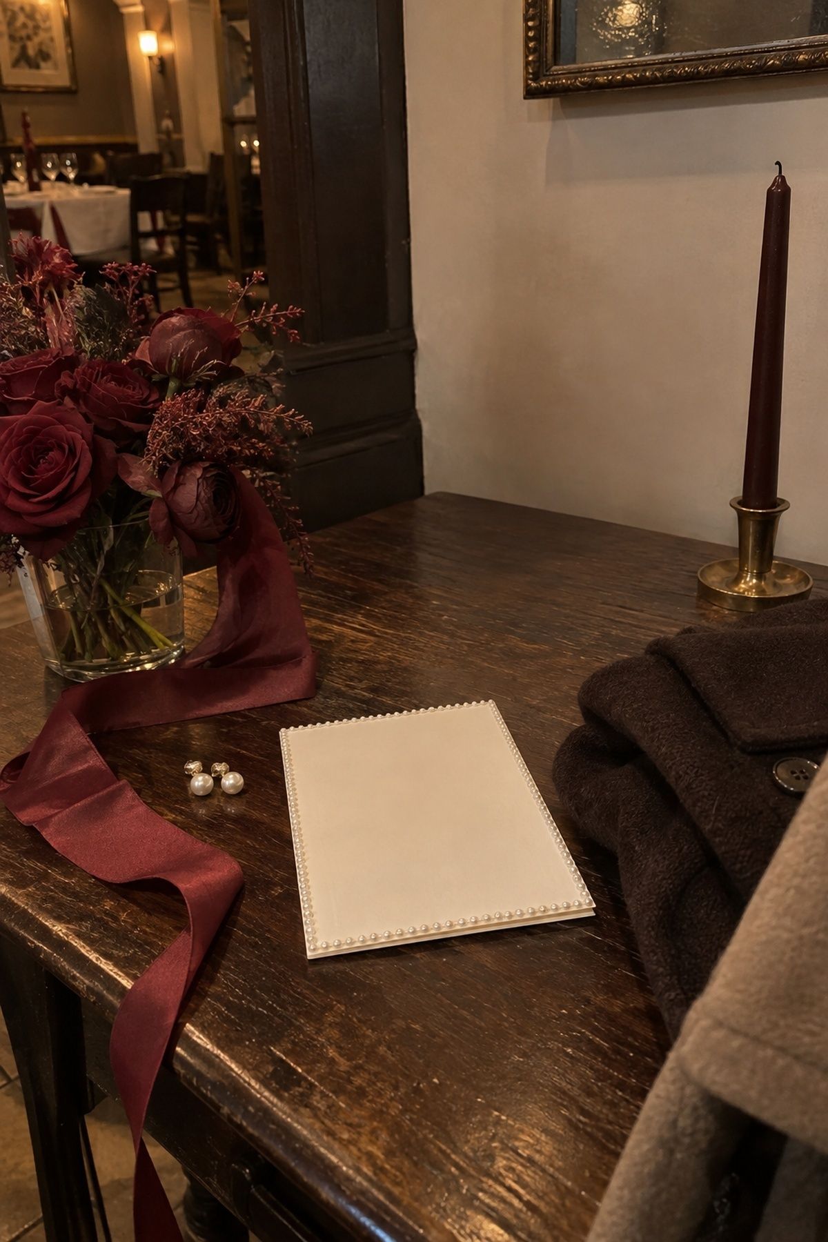 Rosewood, pearl and deep cocoa colour scheme