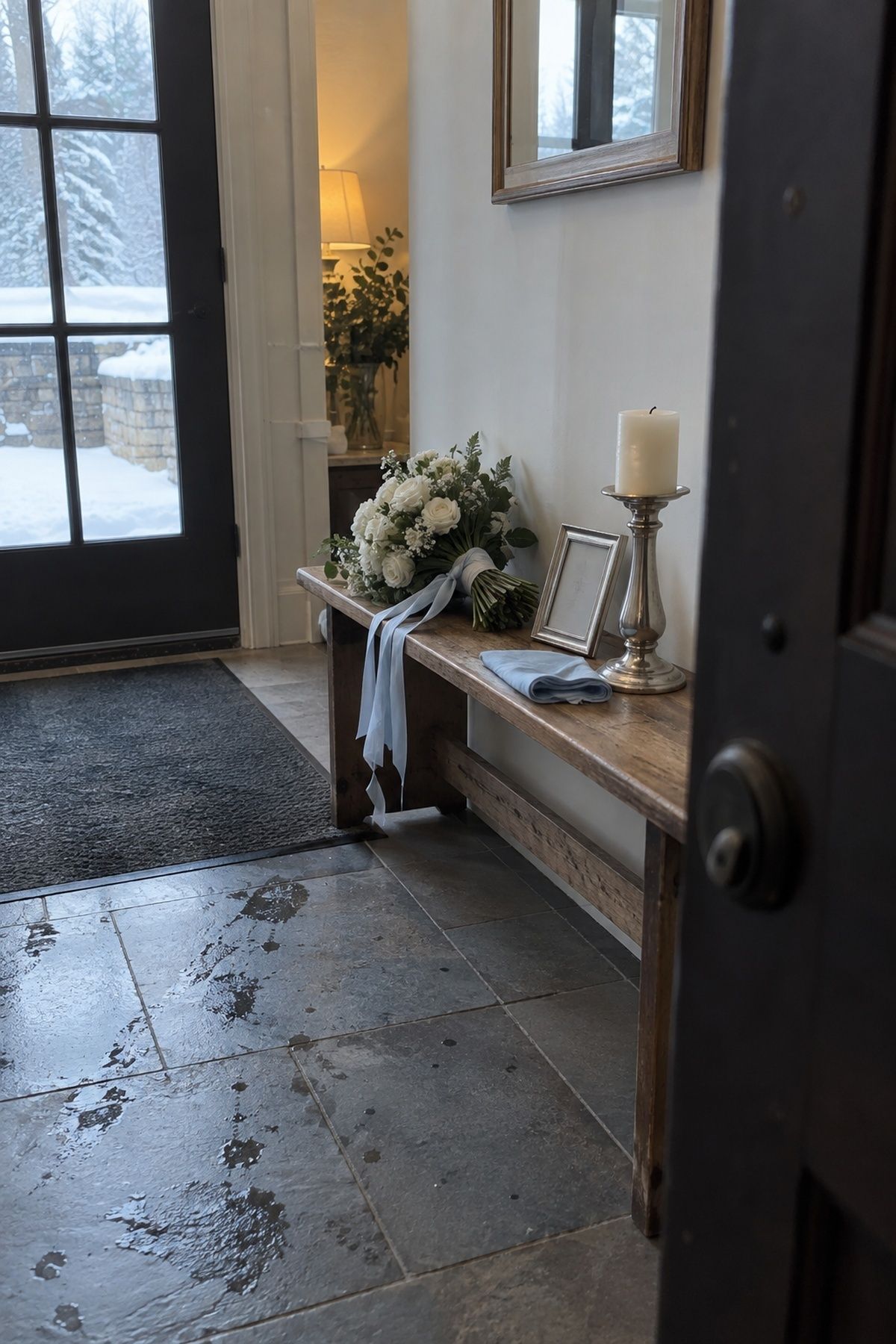 Icy blue, white and brushed silver winter palette