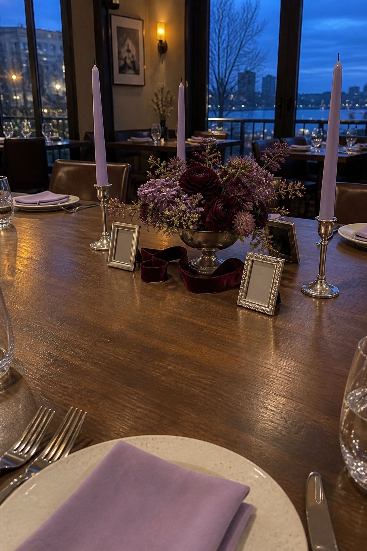 Mulberry, lilac and silver wedding palette