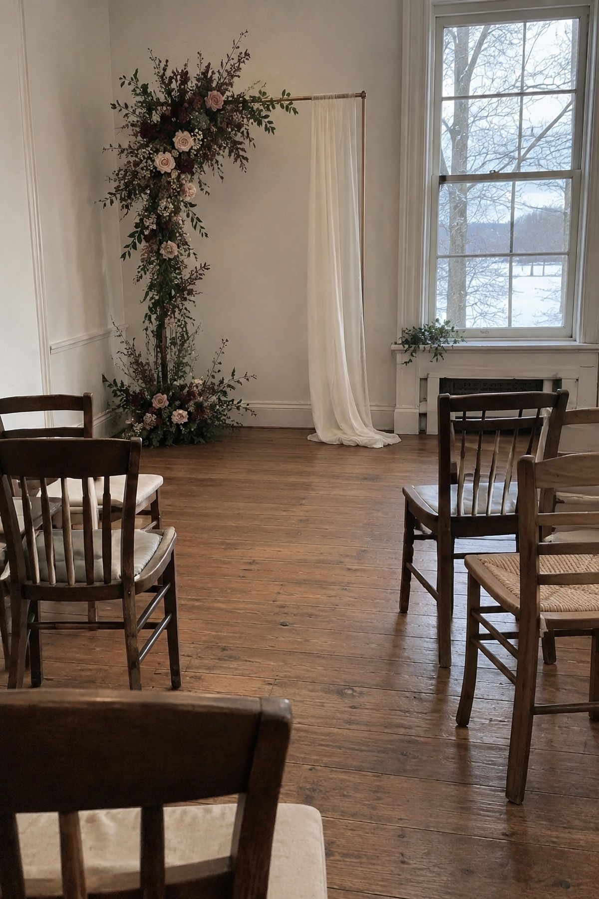 Single ceremony focal point scaled to a small room