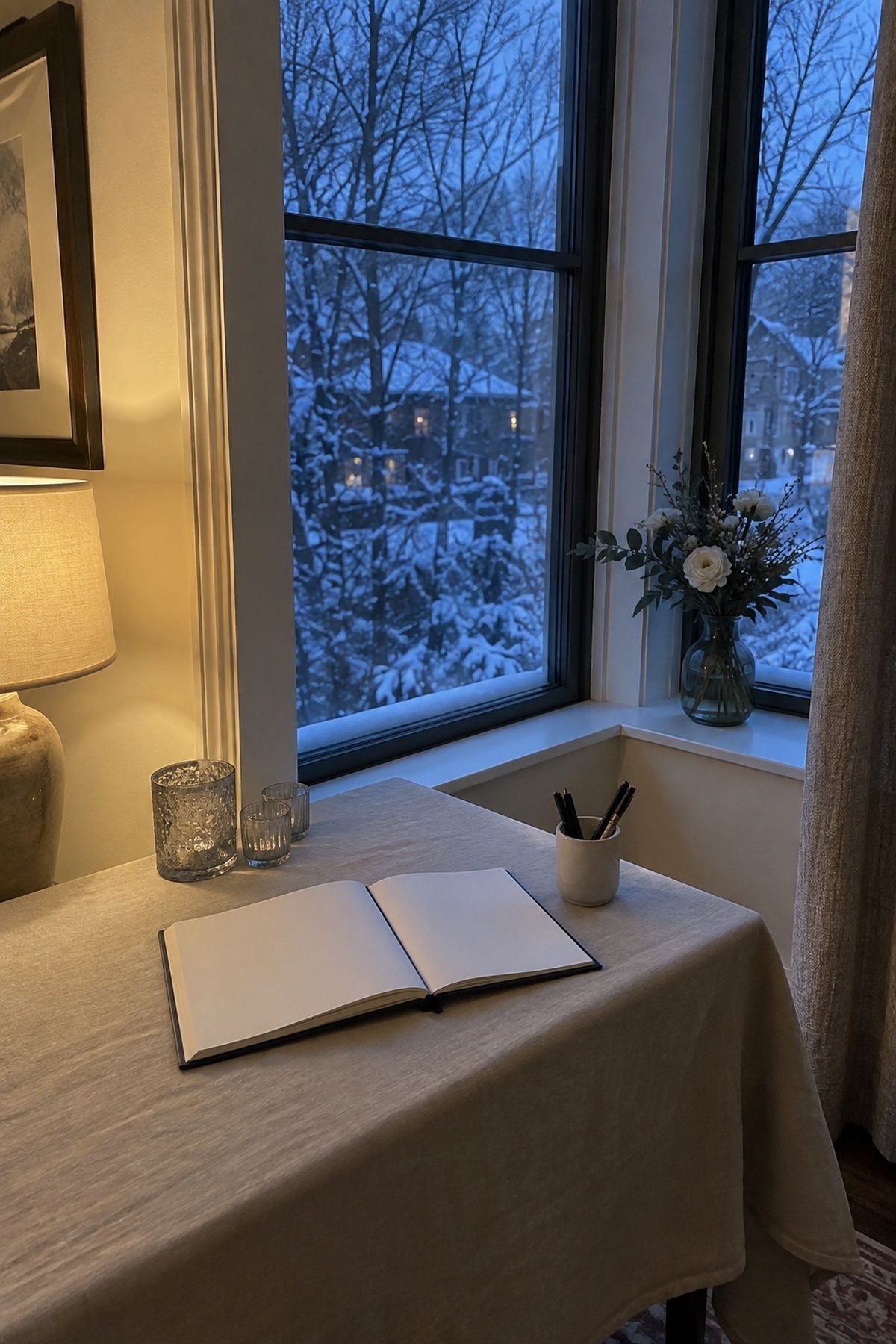 Window used as a winter wedding backdrop