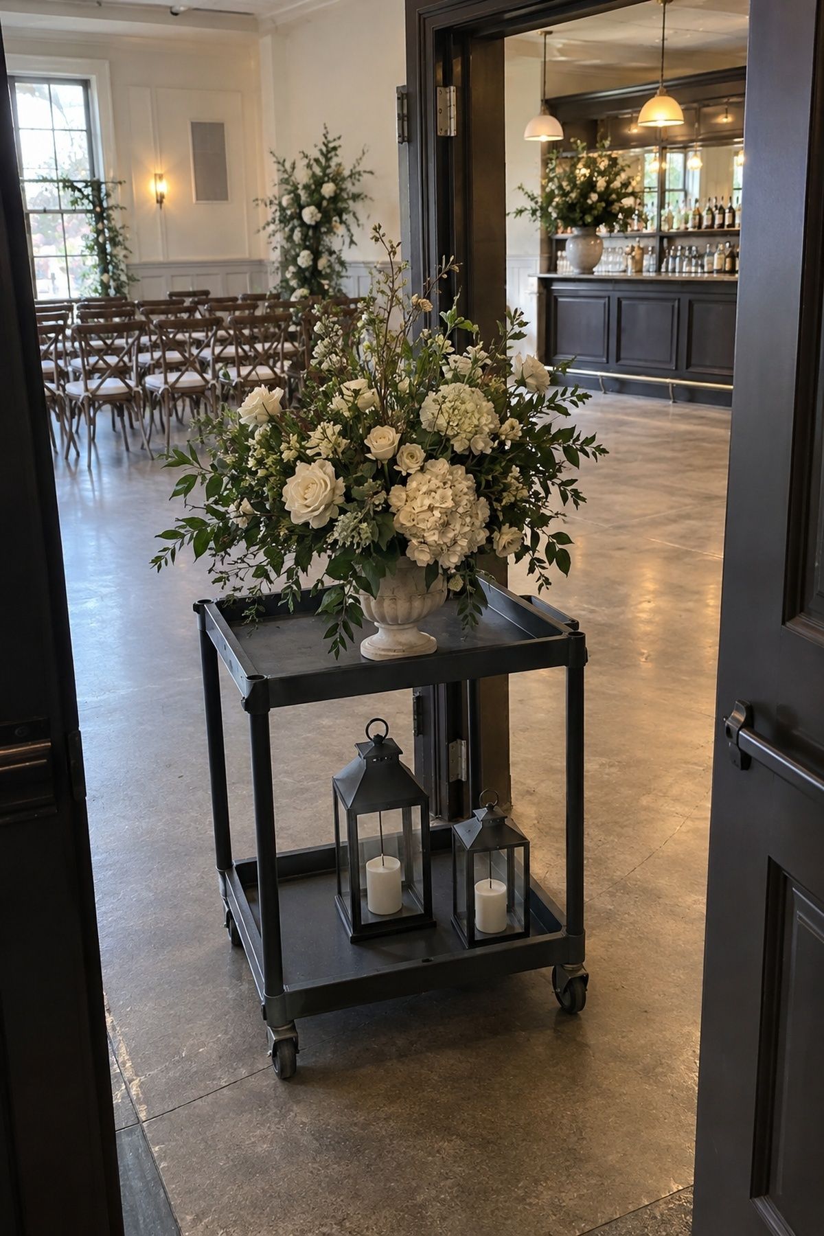 Ceremony decor repurposed for the reception