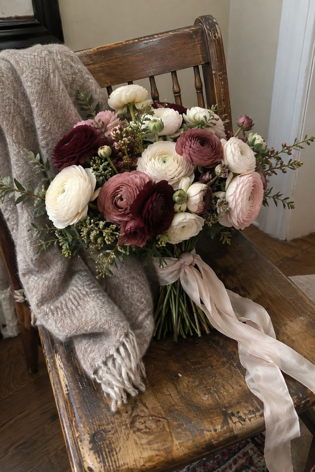 Layered ranunculus for a February wedding