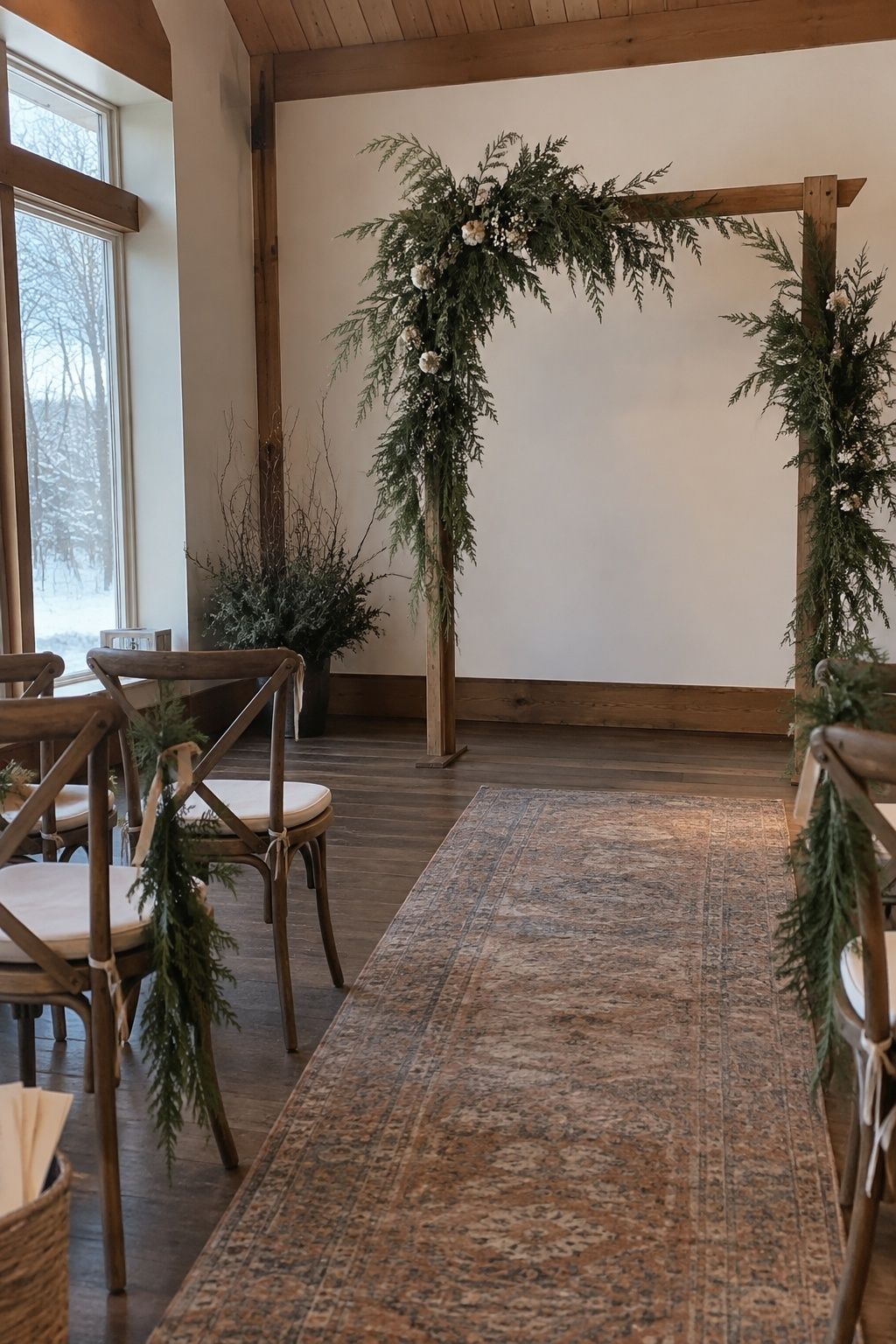 Cedar and pine giving arrangements structure