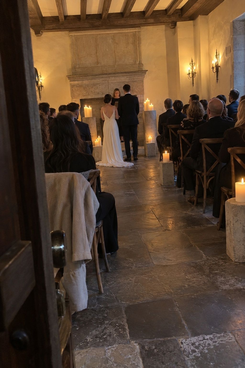 Candlelit February wedding ceremony