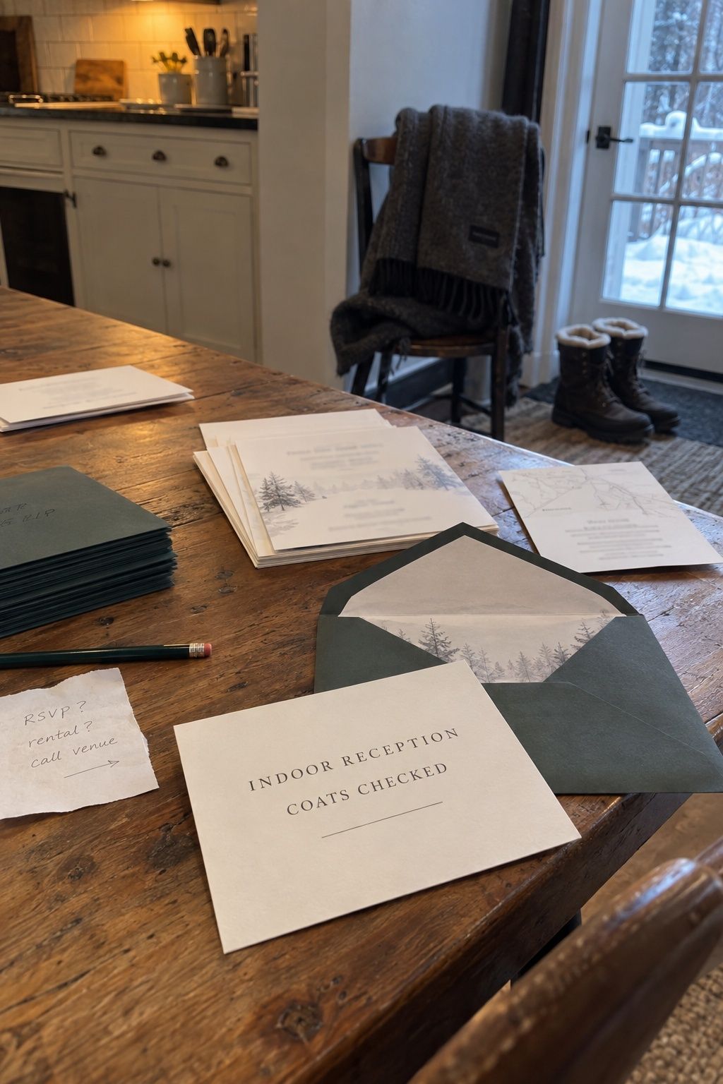 Winter wedding invitations with clear seasonal details