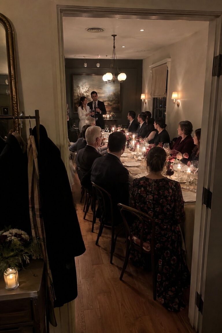 Host dinner in a private restaurant room for February wedding reception ideas