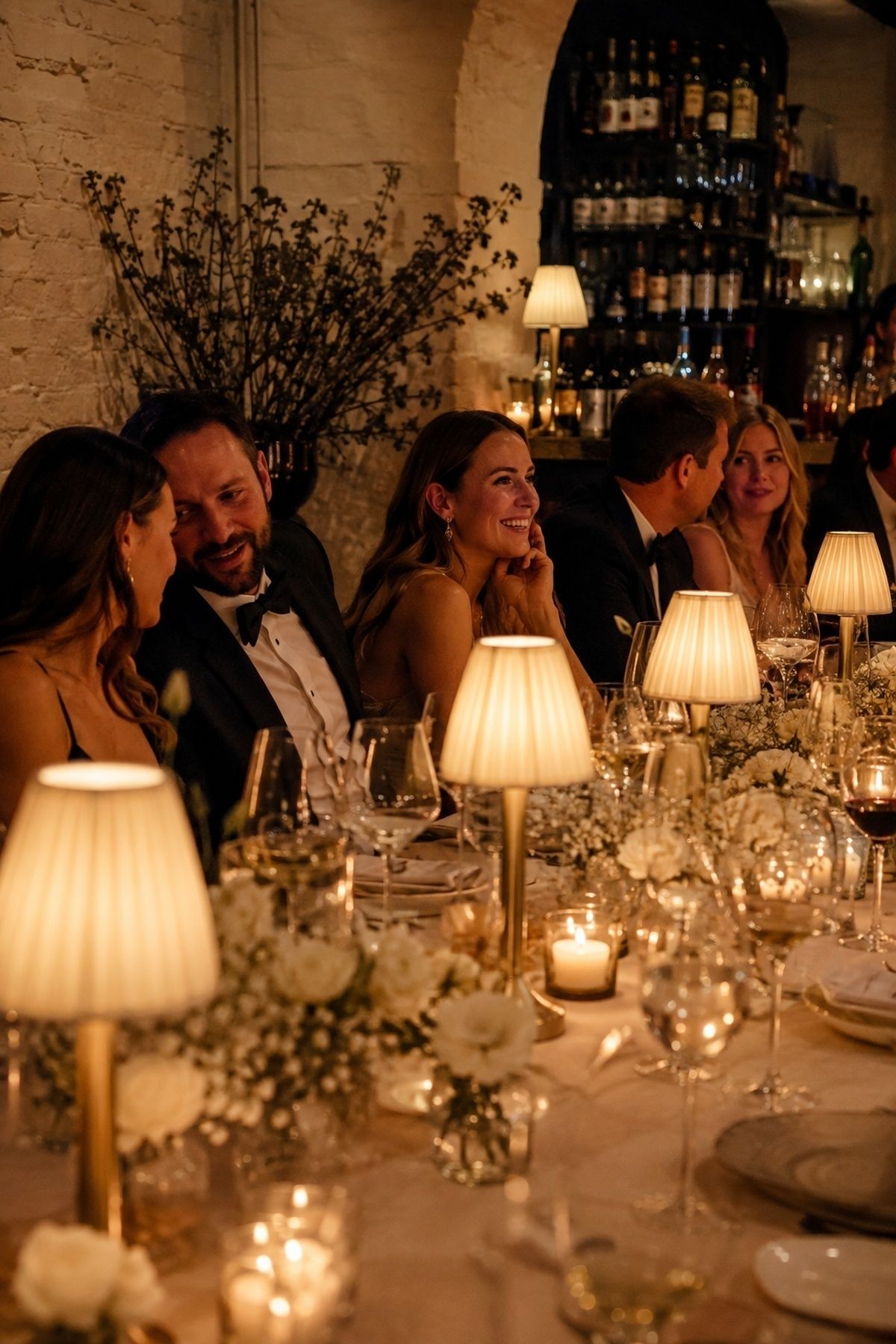 Table lamps creating an intimate dinner glow