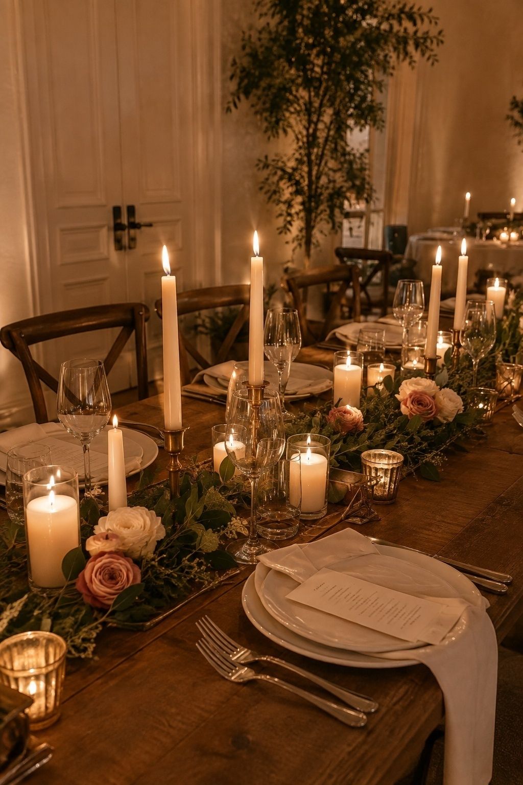 Candle clusters with low greenery