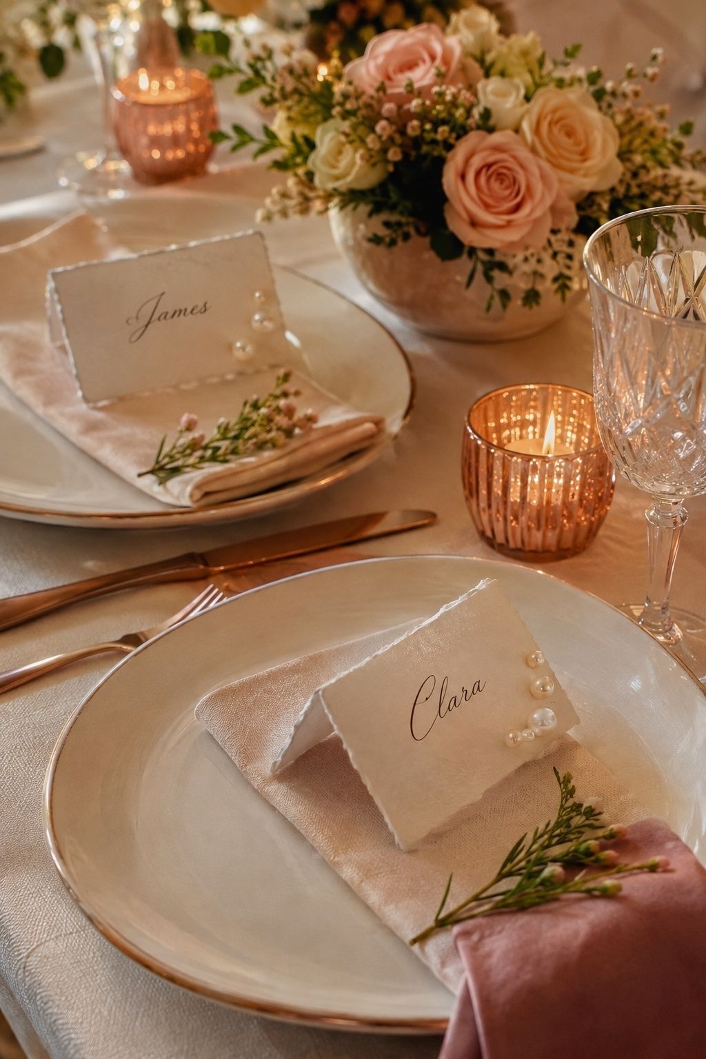 Pearl place cards for each guest
