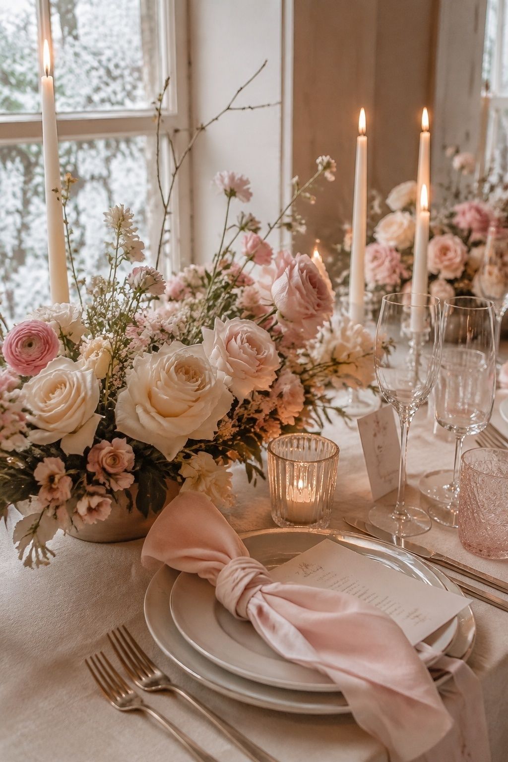 Soft blush winter romance theme