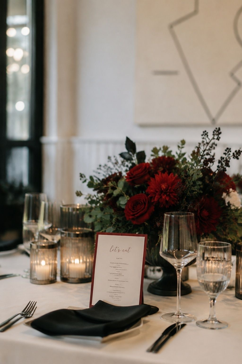Modern wedding with red accents
