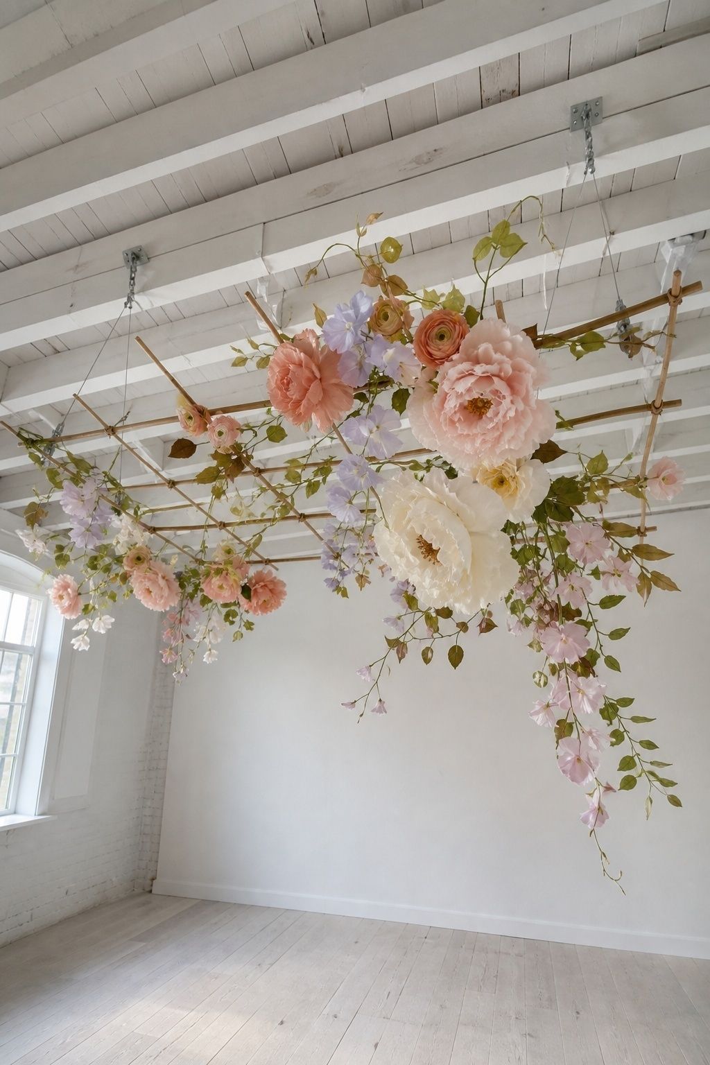 Lightweight hanging paper or silk blooms