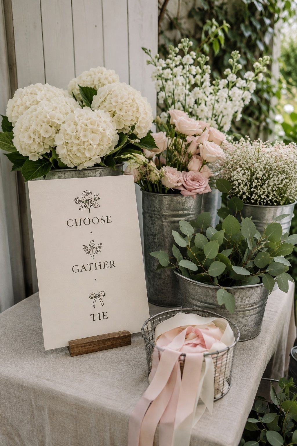 Recipe-style signage at a flower bar
