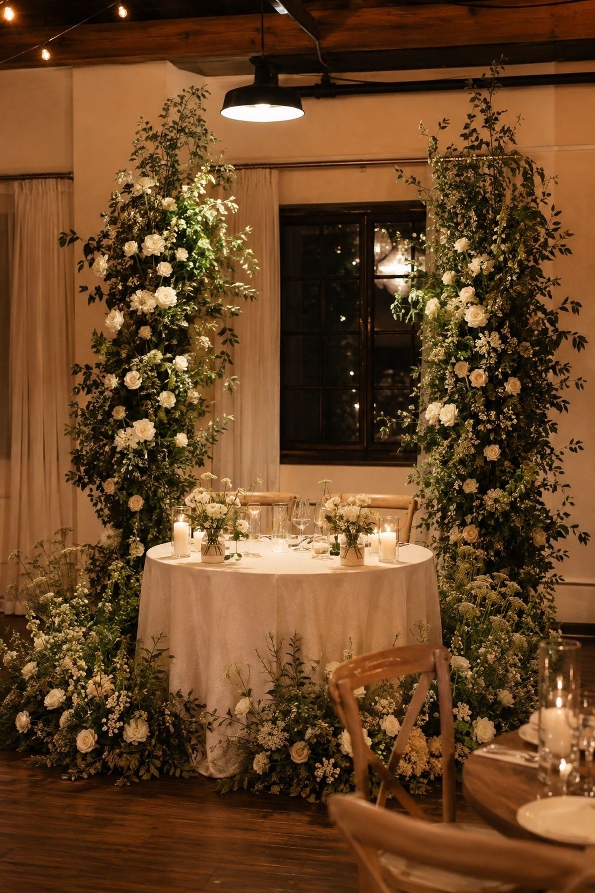 Ceremony flowers repurposed at the reception