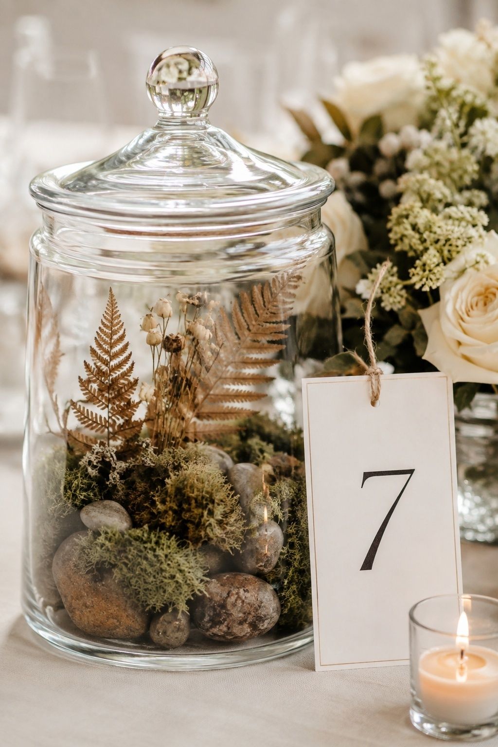 Apothecary jars used as table numbers