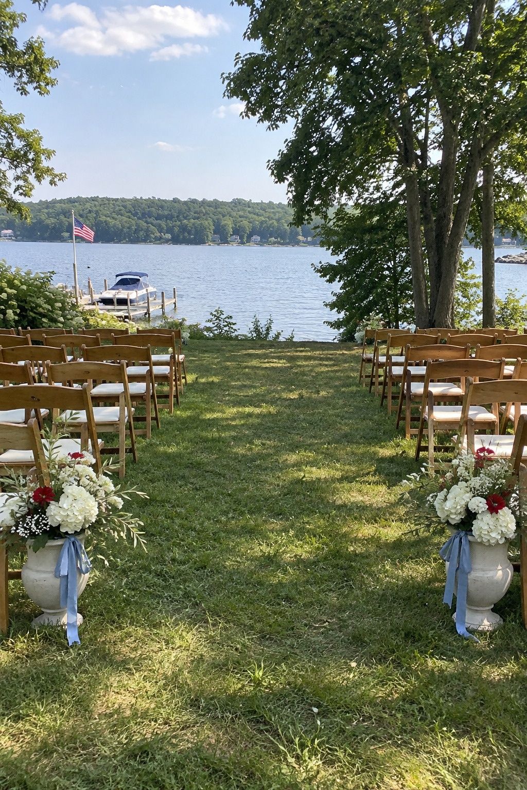 Clusters of flowers at the ceremony