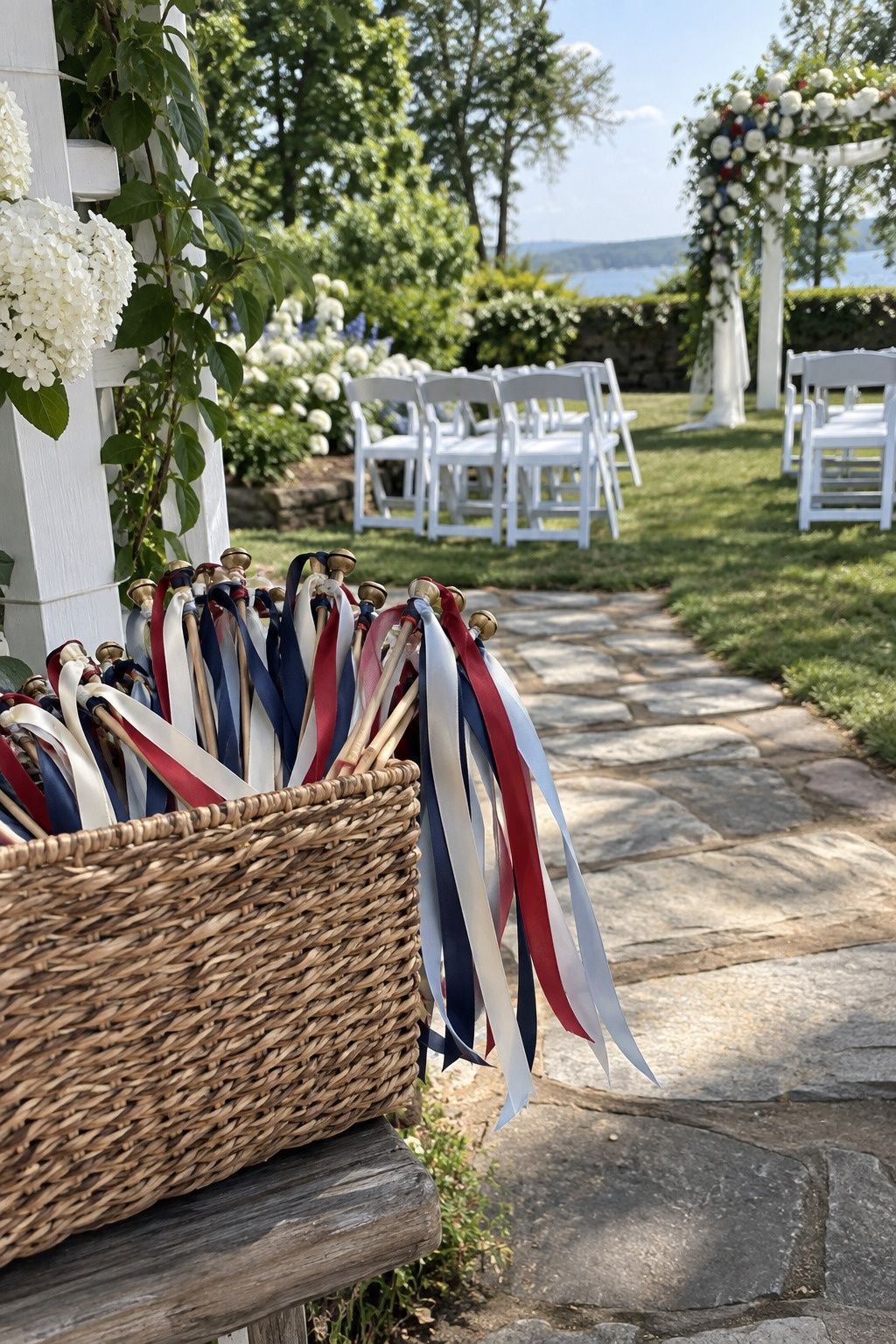 Basket of ribbon wands for guests