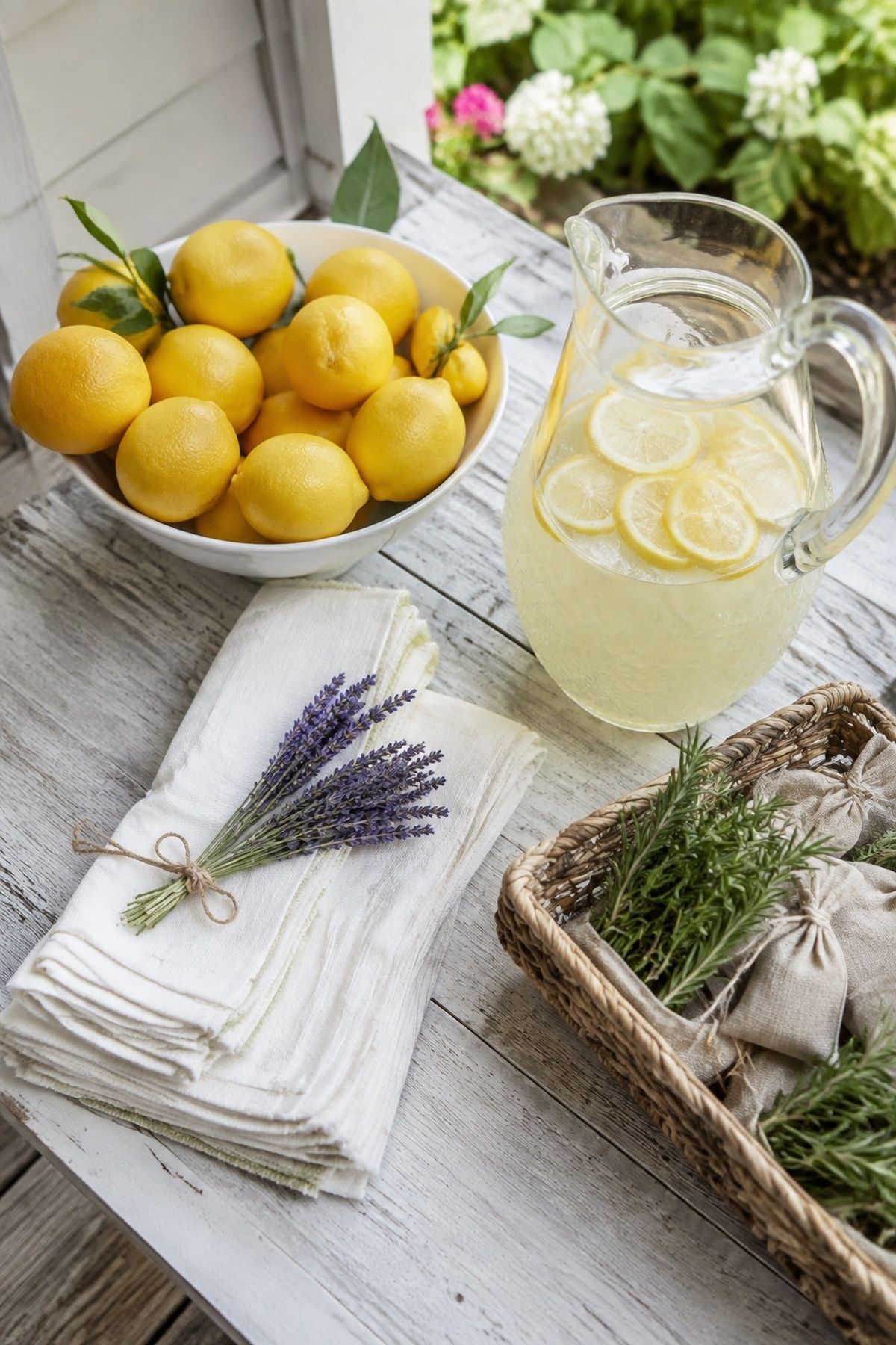 Citrus and garden details adding seasonal color